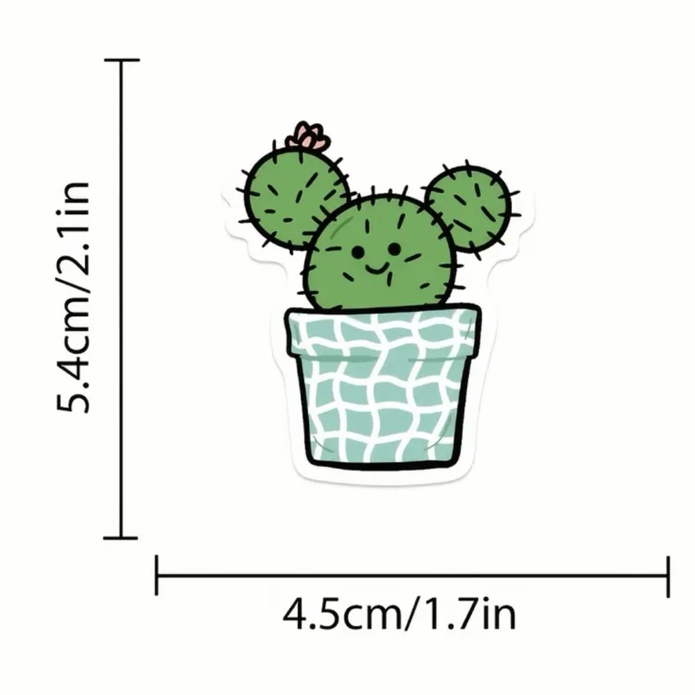 50 Cute Cactus Stickers Iridescent Sparkle Green Plants - Picture 8 of 9